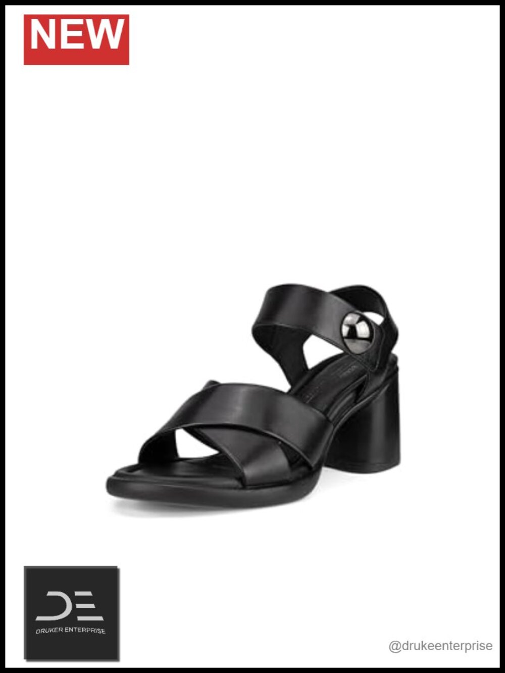 ECCO Women's Leather Platform Sandals with Ankle Strap and 55mm Heel